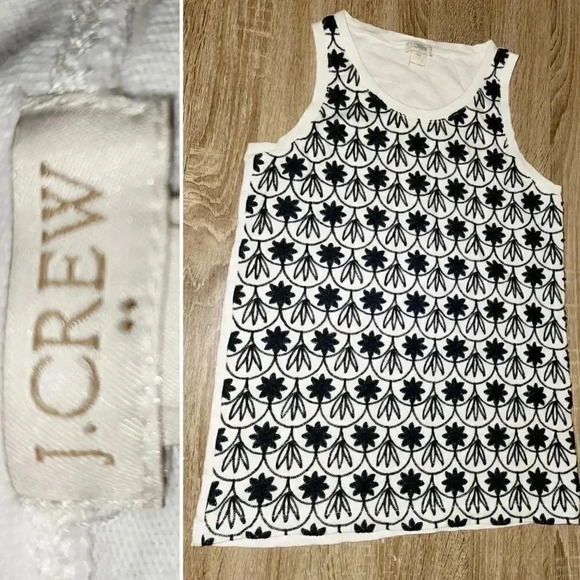 J. Crew Tops - J.Crew Embroidered Cotton Tank Top Blouse XXS XS